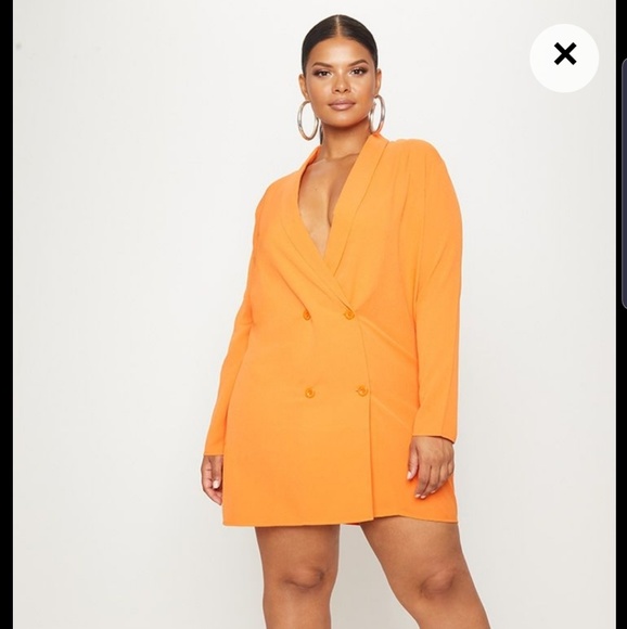 neon orange blazer dress